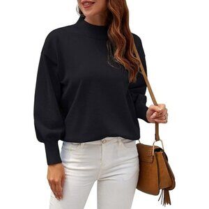 WEACZZY Sweater Mock Neck Long Sleeve Knit Pullover